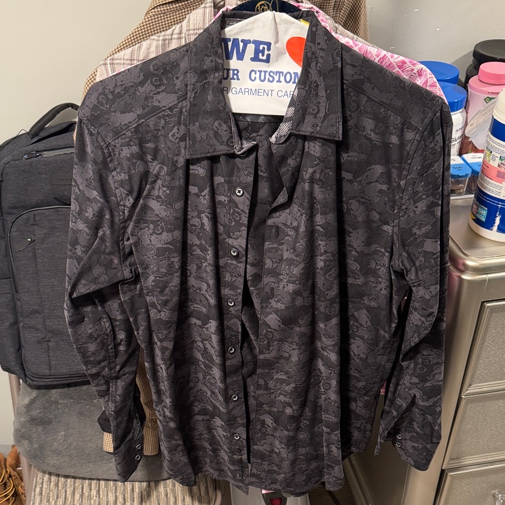 Robert Graham Charcoal Patterned Shirt Jacket